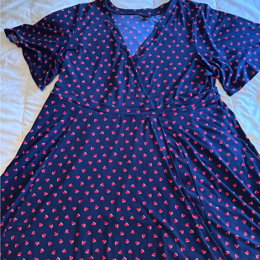torrid Navy Dress with Red Heart Print